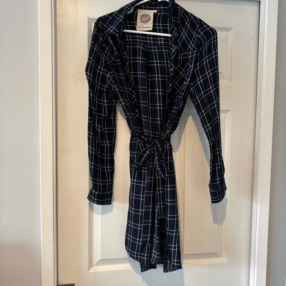 Navy Plaid Wrap Dress